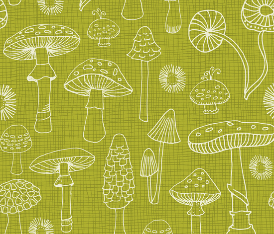 Champignons Vert Fabric Design